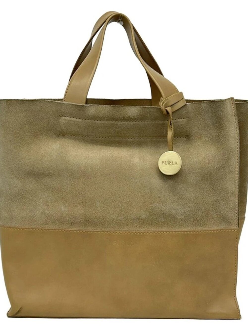 FURLA - Beige Leather Suede Tote Bag